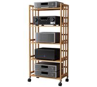 Wzmazingly Meuble Chaine HiFi Étagère Audio AV 5 Niveaux Étagère Tour De Rangement Multimédia Support pour Tourne-Disque pour Salle De Réunion, Salon Ou Salle D'enregistrement(L70*W38*H158cm)
