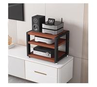 Wzmazingly Meuble HiFi 2/3/4 Niveaux Bois Tourne Disque Multifonctionnel Armoire De Rangement Multimédia pour Lecteurs DVD/Décodeurs Câblés/Consoles Jeux(Black+Brown,40x35x35.5cm)