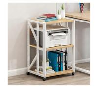 Wzmazingly Meuble HiFi À 2/3 Niveaux, Support D'imprimante, Armoire De Rangement Multimédia en Bois, Hauteur Réglable Étagère Audio AV pour Maison/Bureau/Cinéma(White,50x40x69cm-B)