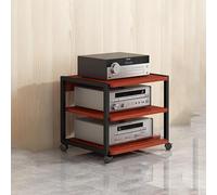 Wzmazingly Meuble HiFi,Support Multimédia AV à 3/4 Niveaux avec Roulettes,Multifonctionnel Hauteur Réglable Étagères de Rangement en Bois pour Amplificateur/Boîtier TV/Imprimante(Style-B,50x40x48.5cm)