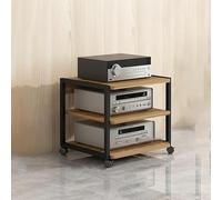 Wzmazingly Meuble HiFi,Support Multimédia AV à 3/4 Niveaux avec Roulettes,Multifonctionnel Hauteur Réglable Étagères de Rangement en Bois pour Amplificateur/Boîtier TV/Imprimante(Style-A,50x40x48.5cm)