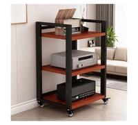 Wzmazingly Support HiFi Tour Rack Audio 3 Niveaux Râtelier Audio/Vidéo Support pour Lecteur Multimédia AV avec Étagères Réglables pour Home Cinéma Studio(Teak Color)