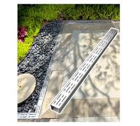 Wzmazingly Système De Caniveau De Terrasse, Ultra-résistant Caniveau De Drainage en Acier Inoxydable 304, Extérieur Étroit Grilles D'égout pour L'évacuation des Eaux Pluviales(100x10x5cm)