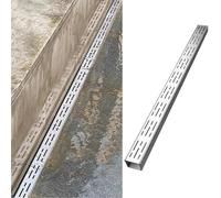 Wzmazingly Système de Caniveau Étroit, Canal de Drain de 100cm de Long avec Grille Amovible, Avaloir Pluvial en Acier Inoxydable 304 pour Allée/Terrasse/Garage(100x10x4cm)