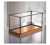 Wzmazingly Vitrine en Acrylique Transparent avec Socle en Bois Vitrine De Présentation Anti-poussière pour Bibelots, Maquettes Et Objets De Collection(45x25x25cm)
