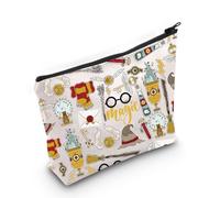 WZMPA Magic Wizard Trousse de maquillage en toile avec fermeture éclair pour les fans de la série Wizard, Blanc magique, Coupe :