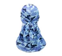 Wzmzjy Bandana Imitation Soie Durag Cap Casque sous-Casque Longue Queue Souple Convient Hommes Femmes Danse Basket Ski Activités, Bleu