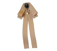 Wzmzjy Broche Nœud Papillon en Ruban, Pré-nouée, Ornée de Perles, Idéale pour Un Usage Quotidien Ou pour Une Blouse D', Kaki