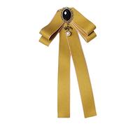 Wzmzjy Broche Nœud Papillon en Ruban, Pré-nouée, Ornée de Perles, Idéale pour Un Usage Quotidien Ou pour Une Blouse D', Jaune