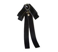 Wzmzjy Broche Nœud Papillon en Ruban, Pré-nouée, Ornée de Perles, Idéale pour Un Usage Quotidien Ou pour Une Blouse D', Noir