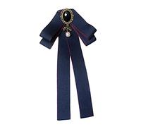 Wzmzjy Broche Nœud Papillon en Ruban, Pré-nouée, Ornée de Perles, Idéale pour Un Usage Quotidien Ou pour Une Blouse D', Bleu avec Rouge
