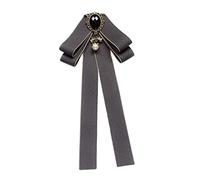 Wzmzjy Broche Nœud Papillon en Ruban, Pré-nouée, Ornée de Perles, Idéale pour Un Usage Quotidien Ou pour Une Blouse D', Grise