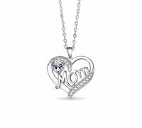 Wzmzjy Collier Collier Pendentif Collier Médaillon Collier Chaîne avec Cœurs Entrelacés et Maman Fabrication Soignée en Cuivre avec Zircones Scintillantes, Or Blanc Blanc