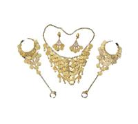 Wzmzjy Parure de bijoux traditionnelle indienne Jhumka 3 pièces pour mariage, Multi, Comme décrit