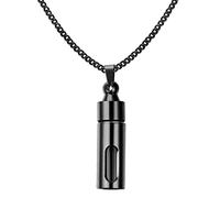 Wzmzjy Pendentif Urne Funéraire en Acier et Verre de 48 Mm avec Mécanisme D'ouverture pour Les Cendres et Les Cheveux, Noir, 60cm