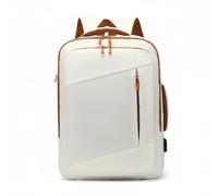 Wzmzjy Sac à Dos de Extensible Sac à Dos Ordinateur Cartable Valise Souple avec Housse Ordinateur 15pouces en Nylon Résistant et Doublure Polyester Adapté, Array, Blanc Cassé Et Café, 43 32 20cm