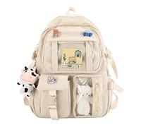 Wzmzjy Sac à Dos pour étudiantes, Filles et Adolescentes, Sac à Dos à Motif Vache Mignon, Idéal pour L'école et Les Quotidiens. Convient pour Ord, Blanche