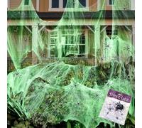 Wzone 150g toile d’araignée lumineuse avec 50 araignées - Décoration Halloween phosphorescente pour intérieur & extérieur, toiles extensibles pour jardin, maison & fête