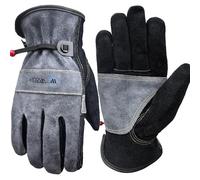 WZQH Gants De Travail En Cuir Pour Hommes Ou Femmes.Pour Le Jardinage, Le Soudage, La Construction, La Tronçonneuse, La Ferme, Le Ranch, etc.Cuir De Vache, Doublure En Coton, Gris - noir .2XL