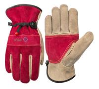 WZQH Gants De Travail En Cuir Pour Hommes Ou Femmes.Pour Le Jardinage, Le Soudage, La Construction, La Tronçonneuse, La Ferme, Le Ranch, etc.Cuir De Vache, Doublure En Coton, Rose rouge - gris .L