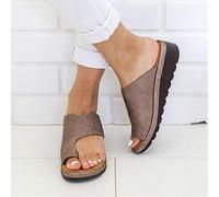 WZRY Sandale Plateforme Femme Confortables Chaussures Orthopedique Hallux Valgus Correcteur Pantoufles Antidérapantes Résistantes à l'usure Sandales Vacances Tongs de PlageBrown-38