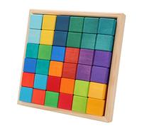 WZSASE Blocs empilables en Bois |36 Cubes de Construction colorés avec Cadre de Rangement |Blocs de Texture Dure pour Les Jeunes utilisateurs/Les Tout-Petits/Les Enfants d'âge