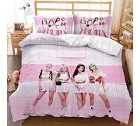 WZSZSA Housse de Couette 140x200cm Imprimé 3D Blackpink Parure de lit 3 pièces Ensemble de literie Microfibre et Fermeture à Glissière avec 2 Taies d'oreiller
