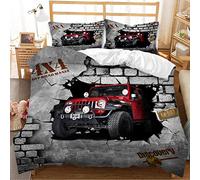 WZSZSA Parure de lit 3 pièces 220x240cm Housse de Couette 3D Jeep Rouge,Ensemble de literie Microfibre et Fermeture à Glissière avec 2 Taies d'oreiller