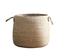 WZTHLF Pots de fleurs d'intérieur - Panier de fleurs rond tissé avec poignée pour décoration de maison, chambre à coucher, dortoir (taille L)