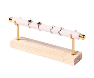 WZTHLF Présentoir à bagues avec base en bois massif, élégant et portable, pour ranger des bijoux (beige, 1)
