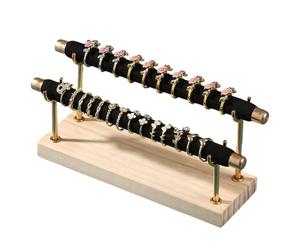WZTHLF Support à bagues en base en bois massif élégant et présentoir à bijoux portable (Noir, 2)