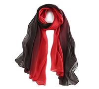WZTP Foulard Femme en Soie Echarpe Chale Longue Élégant Dégradé Couleur 70,8" x 27,5" Lady (Noir Rouge)