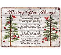 WZVZGZ Plaque en étain vintage « Missing You Always The Day God Took You Home » - Cadeau amusant pour la maison, la famille, les amis, la salle de bain, la cour, le bar, le pub - 15,2 x 20,3 cm