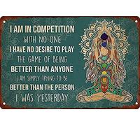 WZVZGZ Plaque murale vintage en métal avec inscription « Yoga Girl I Am Competition with No One » - Décoration murale vintage pour salon, jardin, chambre à coucher, bureau, hôtel, café, bar, club