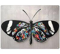 WZVZGZ Plaque murale vintage en métal de 20,3 x 30,5 cm, motif papillon noir et blanc, graffiti, plaques en métal pour maison, salon, cuisine, café, bar, décoration murale, panneau en métal vintage