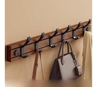 WZWZEN 4/5/6/7 Crochets, Porte-manteau Mural, Patère En Bambou Robuste, Cintre Avec Crochets Mobiles Pour Vêtements Serviettes Chapeaux Clés(Retro color,60cm/23.6in)