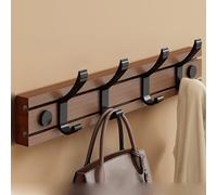 WZWZEN 4/5/6/7 Crochets, Porte-manteau Mural, Patère En Bambou Robuste, Cintre Avec Crochets Mobiles Pour Vêtements Serviettes Chapeaux Clés(Retro color,40cm/15.7in)