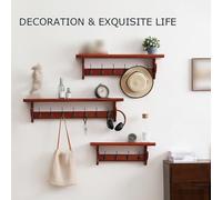WZWZEN Étagère Murale En Bois Avec Crochets | Porte-manteau Rustique | Organiseur De Grande Capacité Pour Clés | Décoration Intérieure | 3/4/5/6/7 Crochets Métalliques(Natural,90.5cm/35.6in)