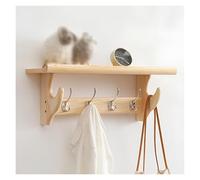 WZWZEN Étagère Murale En Bois Avec Crochets | Porte-manteau Rustique | Organiseur De Grande Capacité Pour Clés | Décoration Intérieure | 3/4/5/6/7 Crochets Métalliques(Natural,59cm/23.2in)