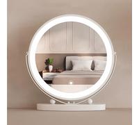 WZWZEN Miroir De Courtoisie Rond À LED, Intensité Variable avec 3 Modes, Cadre en Métal, Miroir De Maquillage Rotatif À 360°, pour Dressing Et Chambre À Coucher(Blanc,40 * 44cm/15.7 * 17.3in)