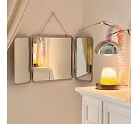 WZWZEN Miroir De Maquillage Carré À Trois Volets, Miroir Mural avec Cadre en Acier Inoxydable 304, Miroir Décoratif HD 30 * 60 Cm, pour Salle De Bain, Chambre