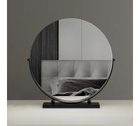 WZWZEN Miroir De Maquillage Rond Simple en Métal, Rotation À 360°, Noir/Blanc/Doré, 30/40/50 Cm, pour Bureau, Chambre À Coucher(Noir,30 * 30cm/11.81 * 11.81in)