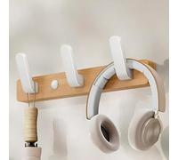 WZWZEN Porte-manteau Mural En Bois Robuste, Porte-serviettes Mural, 3/4/5/6/7/8 Crochets En Alliage D'aluminium Pour Manteaux Chapeaux Clés Peignoirs(Natural,25cm/9.8in)