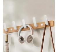 WZWZEN Porte-manteau Mural En Bois Robuste, Porte-serviettes Mural, 3/4/5/6/7/8 Crochets En Alliage D'aluminium Pour Manteaux Chapeaux Clés Peignoirs(Natural,45cm/17.7in)