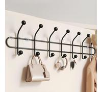 WZWZEN Porte-manteau Mural Moderne Avec 8/10/12/14 Crochets, Derrière Les Crochets De Porte, Vestiaire Flottant, Patère Murale Décoratifs Pour Vestes, Chapeaux(Noir,60cm/23.6in)