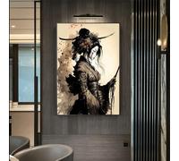 WZXGHE Poster japonais Samouraï, portrait de femme samouraï, poster d'art moderne, salon chambre à coucher, images décoratives murales sans cadre (A,30 x 40 cm)