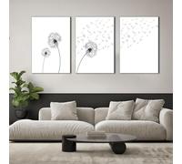 WZXGHE Tableau sur toile de pissenlit, fleur esthétique, ensemble de posters de pissenlit noirs et blancs, images modernes pour décoration de salon, chambre à coucher, sans cadre (C, 3 x 20 x 30 cm)