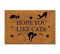 WZXKR Paillasson Tapis De Porte D'Entrée Amusant - J'Espère Que Vous Aimez Les Chats Paillasson Amusant avec Support Antidérapant pour Utilisations Extérieures/Intérieures, Tapis De Sol À 40x60cm