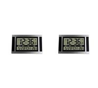 Wzxksoac 2X Horloge Murale Numérique LCD Grand Nombre Temps Température Calendrier Alarme Table Horloge de Bureau Design Moderne Bureau Maison Argent