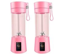 Wzxksoac 2X Mélangeur Portable Mini Blender pour Shakes et Smoothies Rechargeable USB 380Ml Fruit Juicer Cup avec 6 Lames